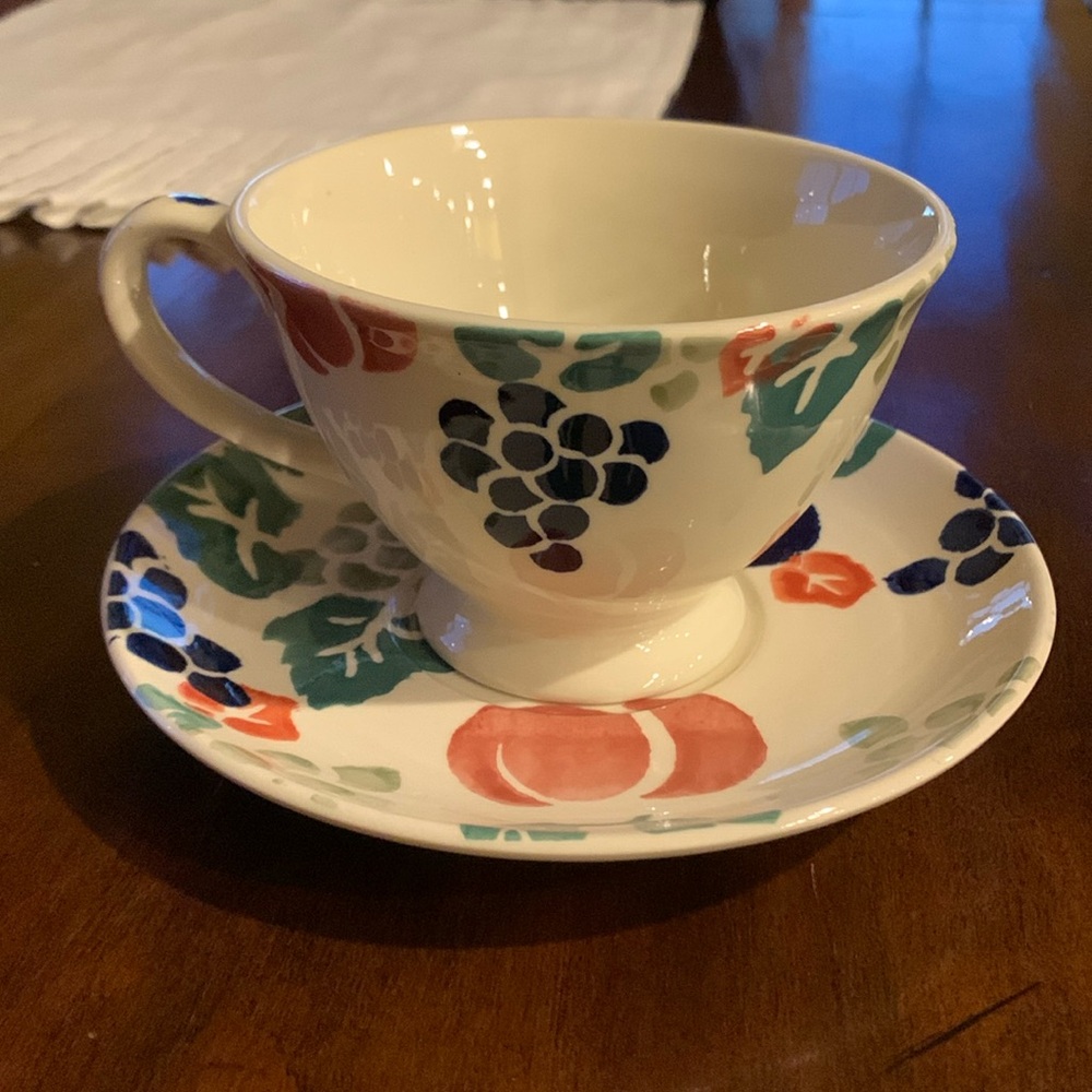 Royal Winton Cup & Saucer Bordeaux Hand Decorated Spongeware England ☕️